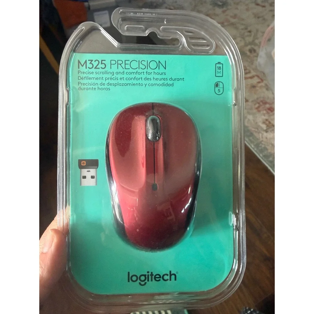 Logitech M325 Precision Wireless Mouse Dark Red Metallic USB Nano Receiver‎ NEW